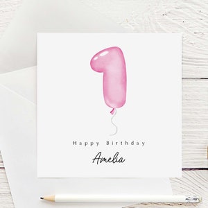 Personalised 1st Birthday Card, Custom Name Card, First Birthday Card, One Year Old Card