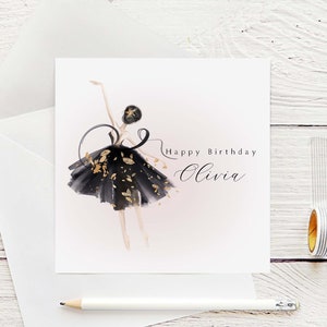 Ballerina Birthday Card, Personalised Name Birthday Card, Dancer Birthday Card