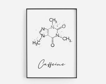 Caffeine Molecule Print, Coffee Wall Art Poster