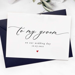 To my groom on our wedding day personalised card, Wedding card from bride