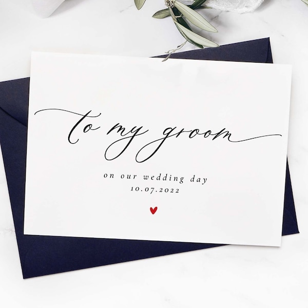 To my groom on our wedding day personalised card, Wedding card from bride