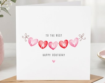 Birthday Card for Nanny, Nan, Grandma Hearts Design