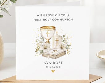 Personalised First Holy Communion Card - Religious Greeting Card