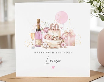 Personalised 60th Birthday Card, Age Card for Mum Friend Auntie Grandma
