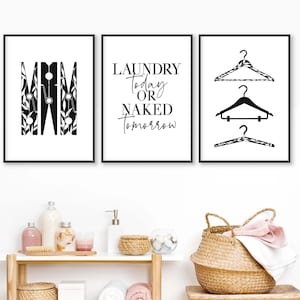 Utility Room Set of 3 Prints, Laundry Room Wall Art Decor