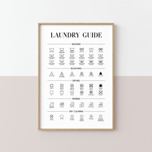 Laundry Guide Print, Washing Symbol Poster, Utility Room Art