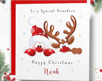 Grandson Christmas Card Personalised, Cute Christmas Card for Granddaughter, Son, Daughter, Grandson, Niece, Nephew, Little boy, Little Girl