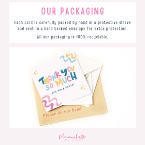 May include: A greeting card with the text "THANK YOU SO MUCH FOR YOUR ORDER!" in colorful lettering. The card is inside a brown envelope with "Please do not bend" printed on it. The packaging includes a protective sleeve and a hard-backed envelope.