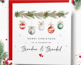 Grandma and Grandad Christmas Card, Grandparents Christmas Card