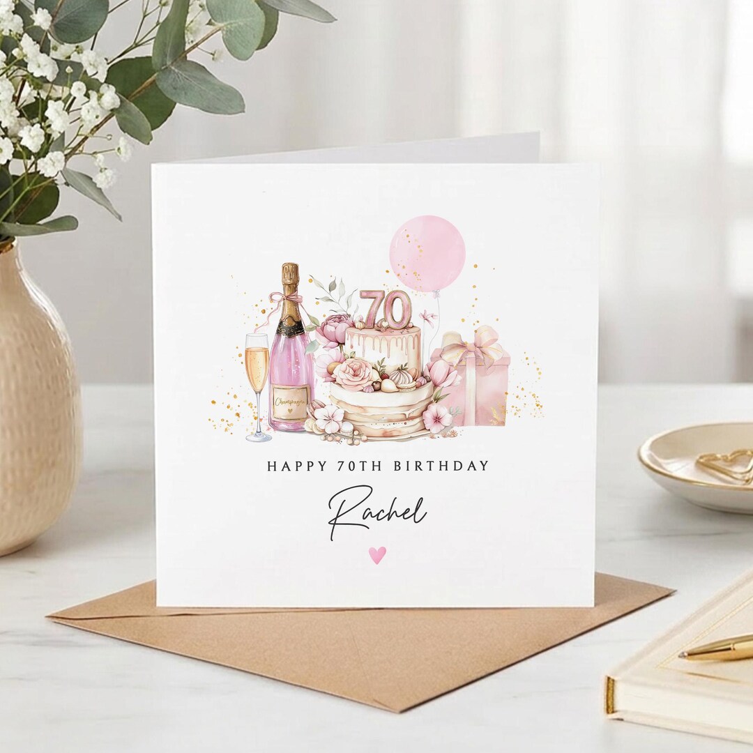 Personalised 70th Birthday Card, Age Card for Mum Friend Auntie Grandma ...