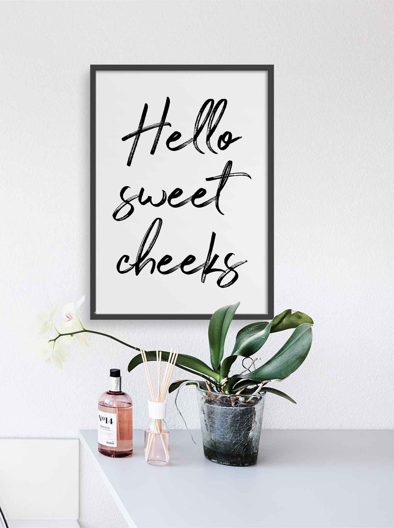 Hello Sweet Cheeks Print Bathroom Wall Art Print Funny Home Etsy