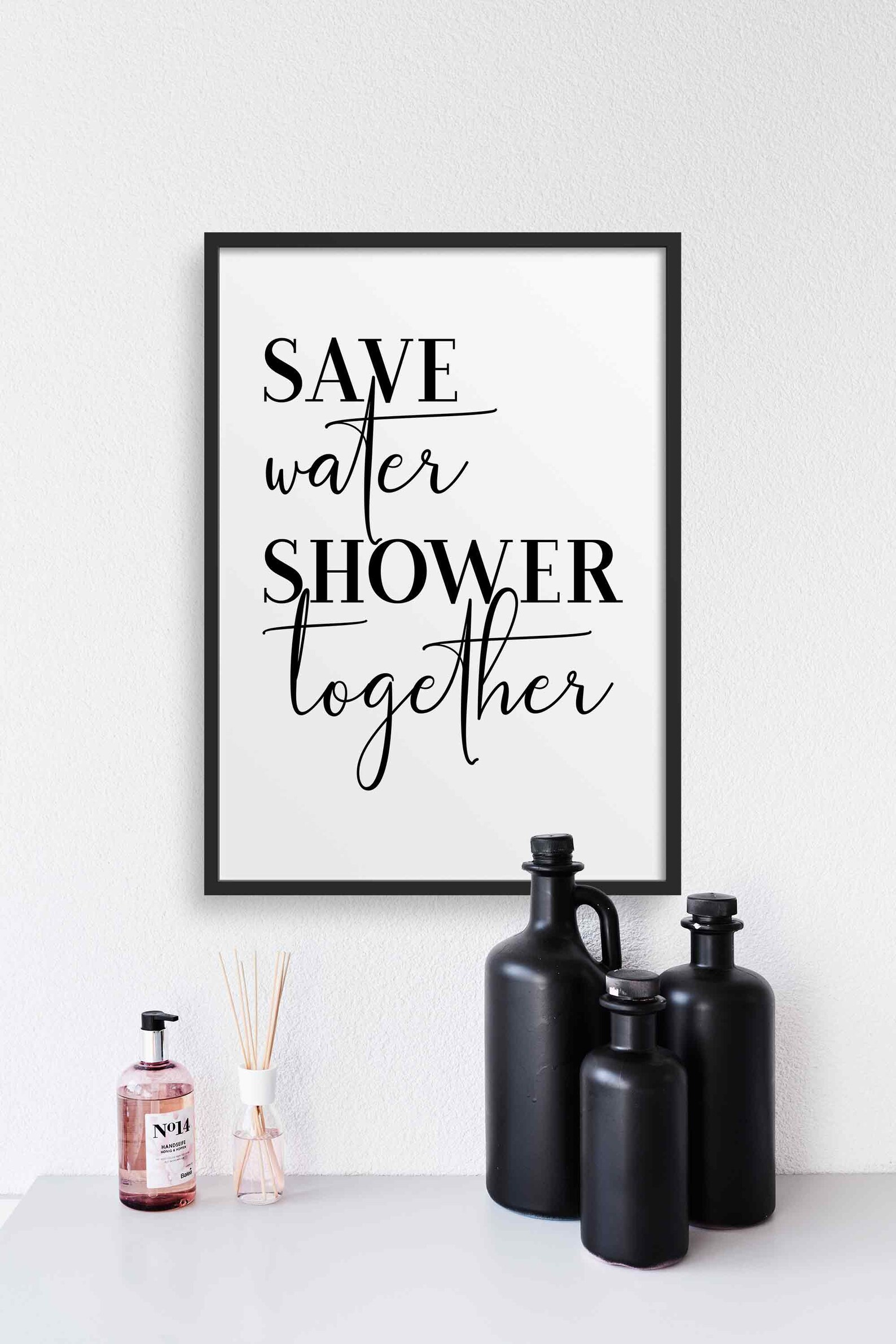 Bathroom Print Save Water Shower Together Poster Print Funny Etsy