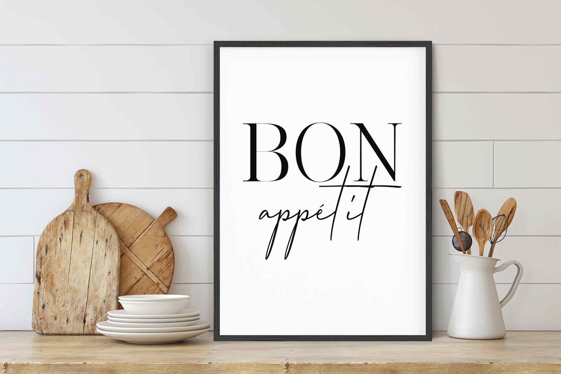 Bon Appetit Print Kitchen Wall Art Print Wall Art | Etsy