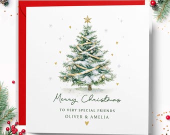 Personalised Christmas Card for Special Friends, Custom Name Xmas Card