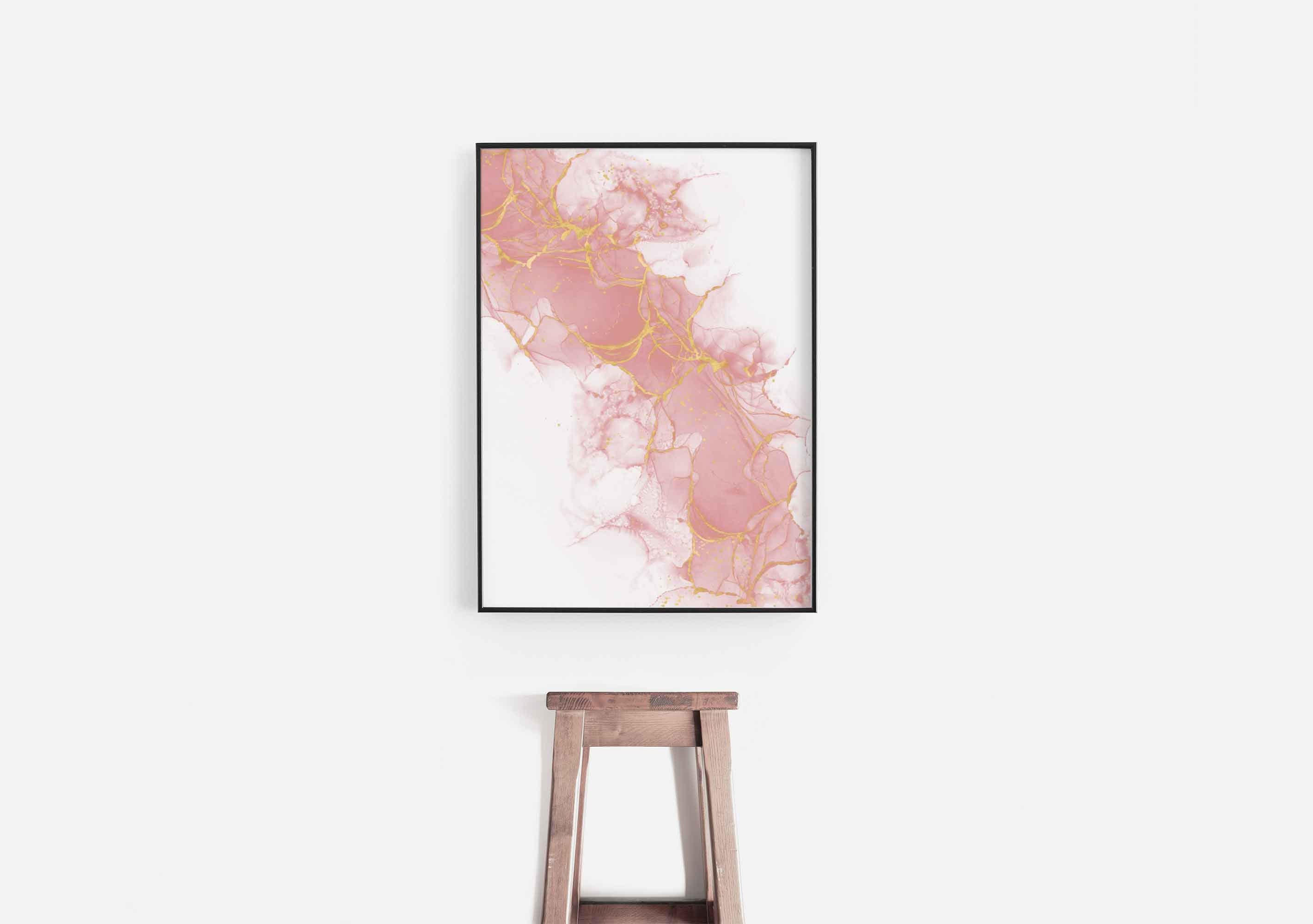 Blush Pink and Gold Abstract Art Print Abstract Wall Art - Etsy UK