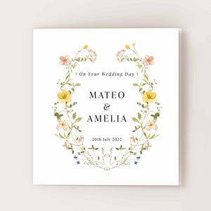 Personalised Floral Wedding Card, Congratulations Wedding Day Card