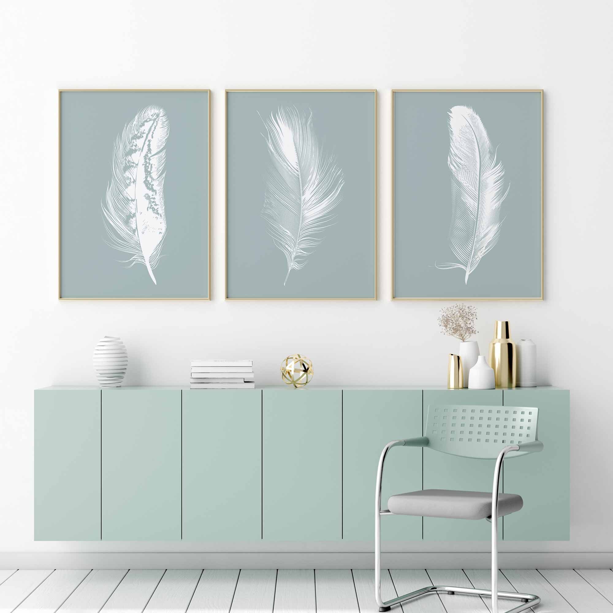 Duck Egg Grey Wall Art Wall Print Set of 3 Duck Egg Print Etsy UK