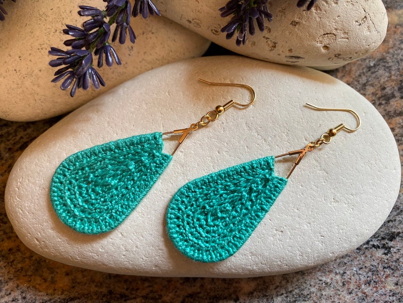 Teardrops handmade crochet earrings Boho earrings, Unique earrings, Glamorous earrings, Statement earrings, Jewelry Gift for her image 7