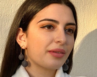 Handmade Crochet Ball Drop Earrings: Bohemian Statement Jewelry