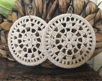 Handmade Flower Lace Crochet Earrings: Boho Statement Jewelry