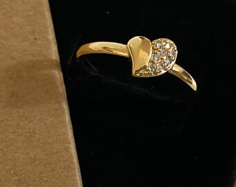 Anello Aperto Donna In Acciaio Inox Placcato Oro 14K Con Zirconia Cubica - Regolabile