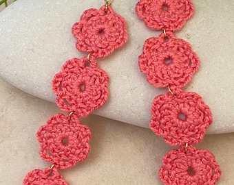 Floral Crochet Statement Earrings: Handmade Vintage Style