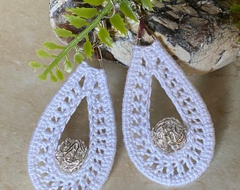 Cassandra Teardrops handmade crochet earrings | Boho earrings, Unique earrings, Glamorous earrings, Statement earrings, Jewelry Gift for her