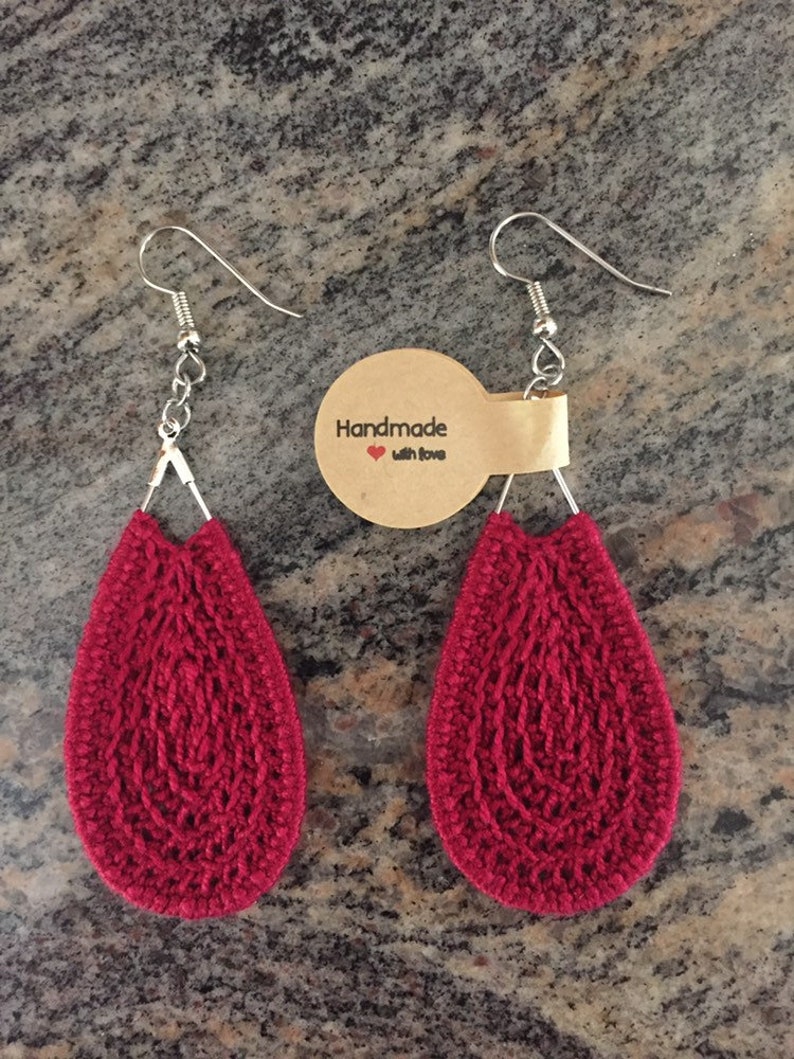 Teardrops handmade crochet earrings Boho earrings, Unique earrings, Glamorous earrings, Statement earrings, Jewelry Gift for her image 4