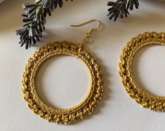 Vintage Chic handmade crochet earrings|gift for her, statement crochet earrings, unique earrings,glamorous earrings, bohemian jewelry