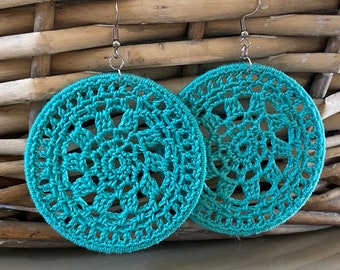 Sunflower Lace  handmade crochet earrings|gift for her, statement crochet earrings, unique earrings,glamorous earrings, bohemian jewelry