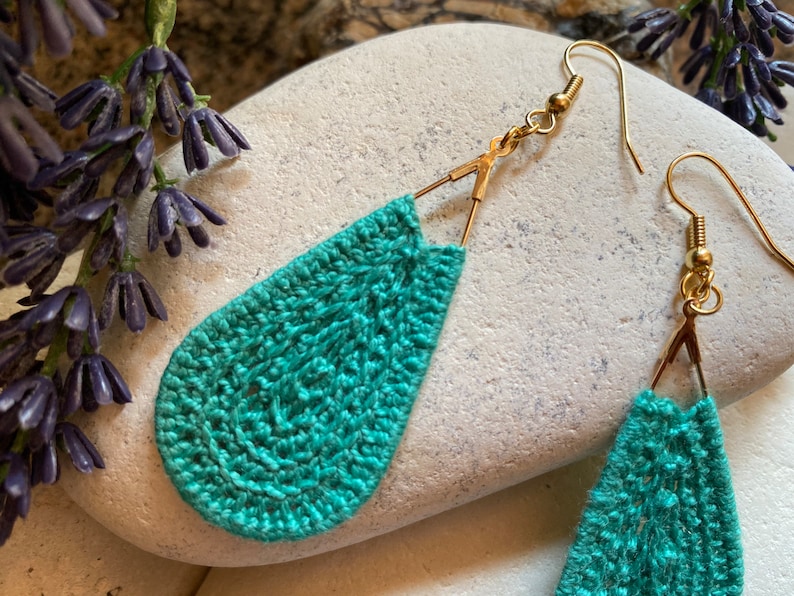 Teardrops handmade crochet earrings Boho earrings, Unique earrings, Glamorous earrings, Statement earrings, Jewelry Gift for her image 5