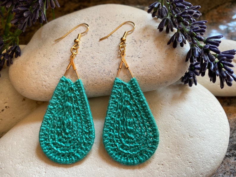 Teardrops handmade crochet earrings Boho earrings, Unique earrings, Glamorous earrings, Statement earrings, Jewelry Gift for her image 6