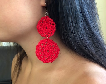 Bohemian Drops  handmade crochet earrings|gift for her, statement earrings,unique earrings,glamorous earrings, boho jewelry,vintage earrings