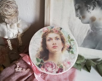 ShabbyChic  hellrosa dekorative runde Geschenkeschachtel "Lady" Aufbewahrung Geschenk ganzjährige Deko Mädchen Ostern Muttertag