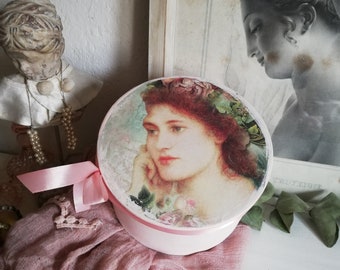 ShabbyChic   hellrosa dekorative runde Geschenkeschachtel "Lady"  Geburtstag Valentinstag Hochzeit Muttertag
