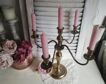 Vintage formschöner großer alter 5armiger Messing Kerzenständer Kerzenhalter Kerzenleuchter für Haus und Garten Sammler Nostalgiker Einzug