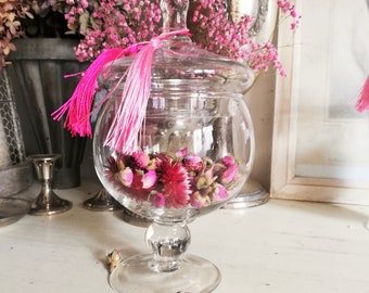 SHABBYCHIC traumhafte Glasamphore, Glasbonboniere  1 rosa Quaste ganzjährige Deko Haus Garten Geschenk Nostalgiker Muttertag Ostern Einzug