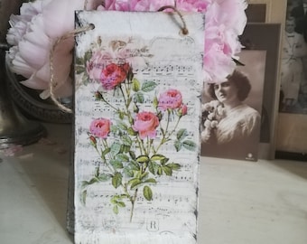 hübsches kleines Schildchen "Vintage Roses" im Shabby-Style mit Kordel in 4 Motiven Mitbringsel Geschenk Rosenliebhaber Einzug Geburtstag