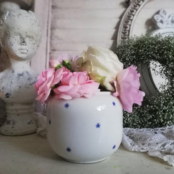 VINTAGE bezauberndes Töpfchen mit blauem Sternchen-Dekor Deko Haus und Garten für Sammler Landhaus Cottage