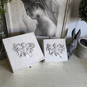 kleines quadratisches Kästchen "Schnörkelornament"  shabby weiß/bräunlich 2 Größen Aufbewahrung Kleinteile Geschenk