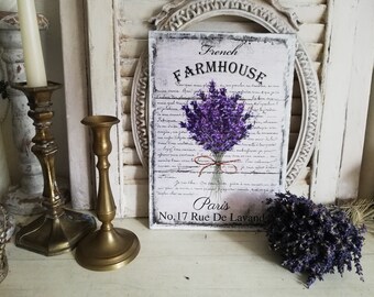 traumhaftes Bild "Lavendel" im Shabby-Style auf dünnem Sperrholz   Deko Haus Veranda Wintergarten Küche Geschenk Einzug