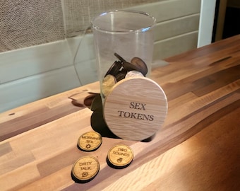 Sex Tokens Jar for Couples – Fun Intimacy Game, Romantic Gift for Him or Her, Date Night Tokens, Marriage & Anniversary Gift