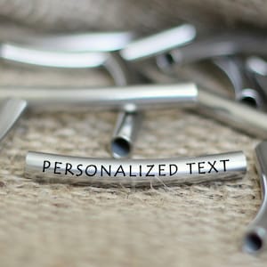 tube steel beads personalized wholesale DIY custom supplies bar for jewelry company logo add on charm long metal blanks inspirational beads