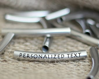 tube steel beads personalized wholesale DIY custom supplies bar for jewelry company logo add on charm long metal blanks inspirational beads