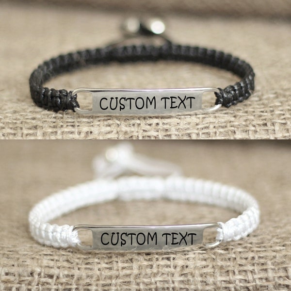 Engraved personalized set of 2 gift jewelry. Custom couple date bracelets. Matching girlfriend boyfriend bracelets. His hers long distance