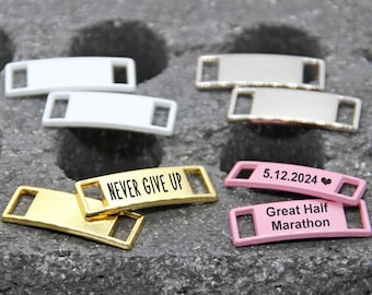 Custom shoe tags. Lace charm personalized tag. Sneakers bar running gift. Engraved image logo team. Marathon wholesales metal accessories