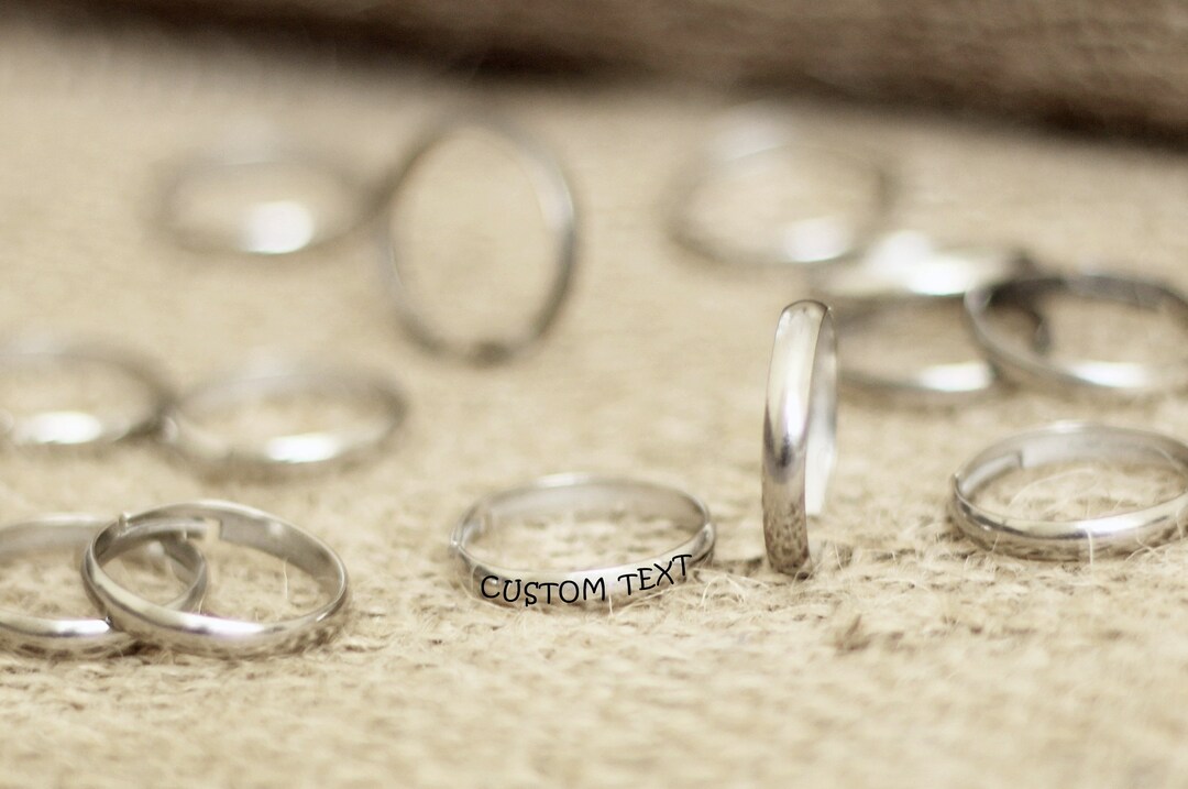 Custom Rings. Wholesale Set of Rings. Engraved Adjustable Etsy