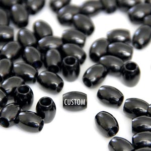 Black custom small beads. Personalized spacer engraved customized. Ititial tag bracelet bulk logo. Metal laser engraving connector bead