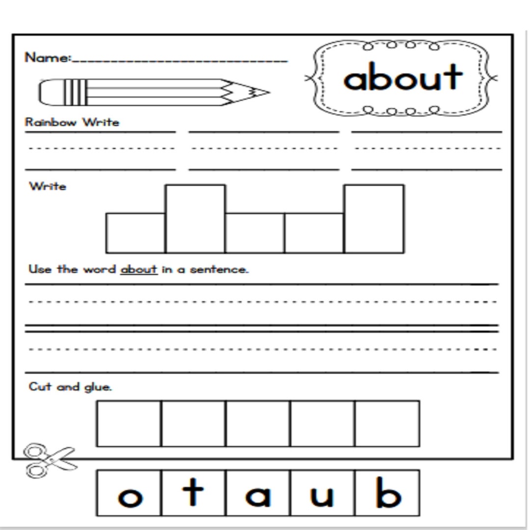 1st Grade Sight Words Worksheet Printable, Sight Words Practice, Learn ...