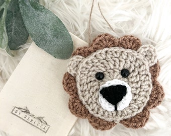 Lion Hanging Decoration - Crochet Lion - Lion Decorations - Nursery Decor - Shelf Styling - Cot Decorations - Safari Nursery - Neutral